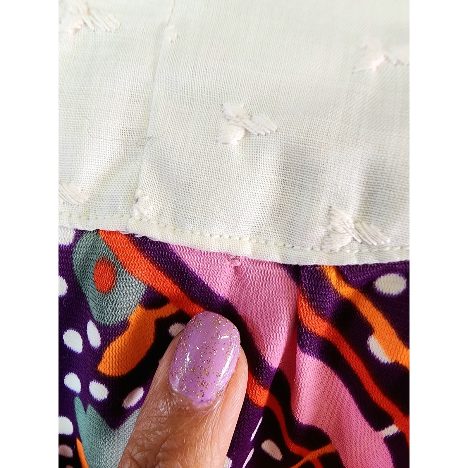 Vintage 1970’s Purple Psychedelic Boho Lace Eyelet Bell Sleeve Top