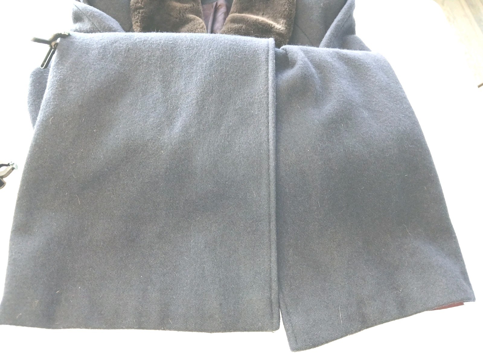 Vintage Women’s Dark Blue Wool Coat W Brown Faux Fur Collar Made In Usa, Size 6