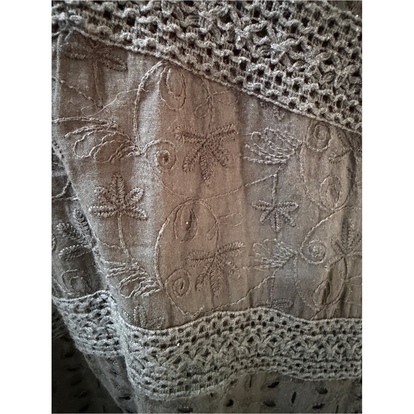 Sundance Vintage Black Eyelet Lace Short-Sleeve Shift Dress, Size S