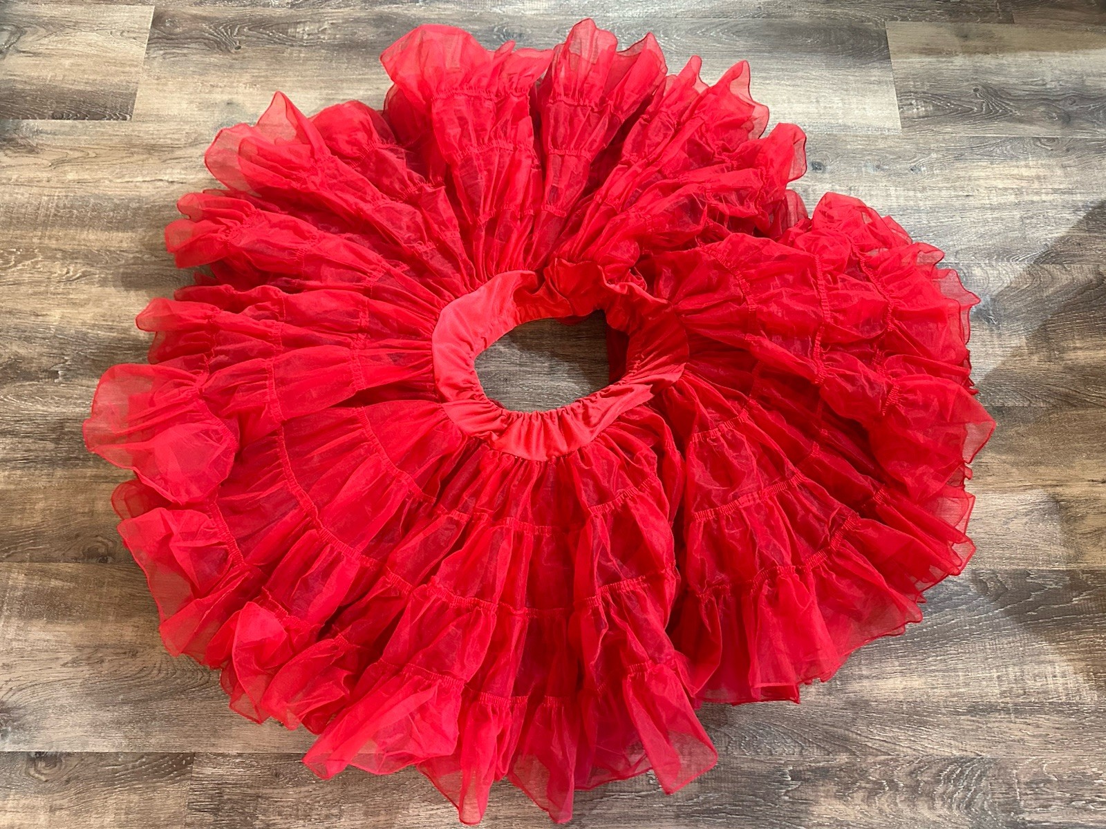 Vintage Petticoat Skirt Size S/M Red Nylon Layered Puffy Ruffles
