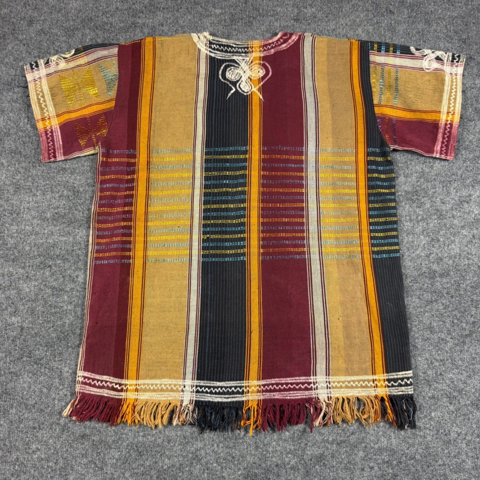 Unbranded Dashiki Tunic Shirt Unisex L Multi Cotton Embroidered Fringe GUC