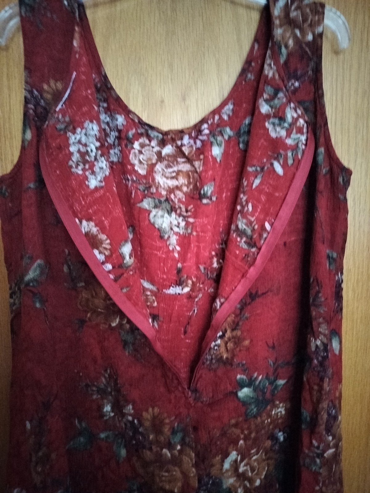 Dressbarn Midi Dress Vintage Dark Red Multicolor Floral Textured Size L