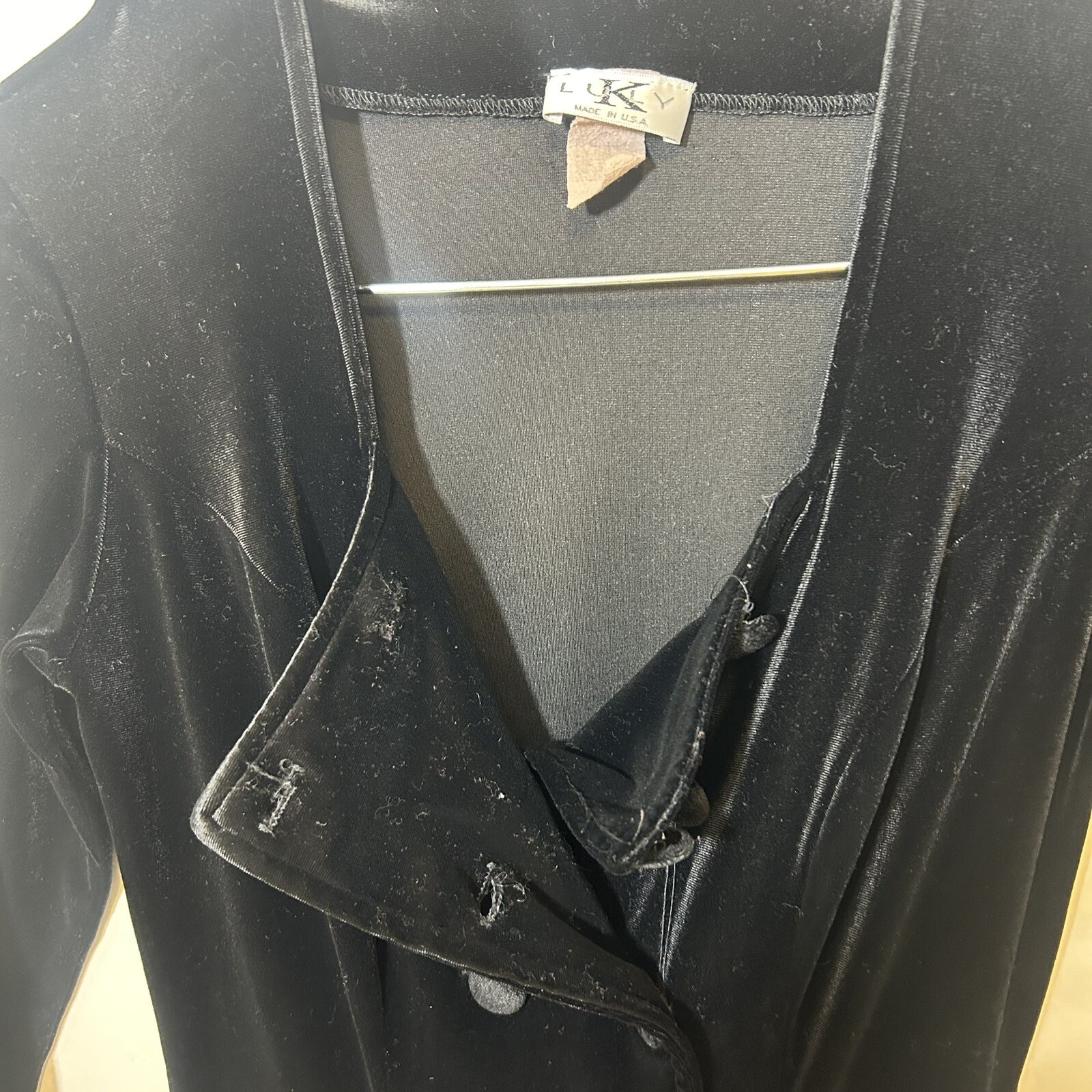 Vintage Luly K Velvet Velour Long Sleeve Mini Dress 80s 90s Y2K Double Breasted