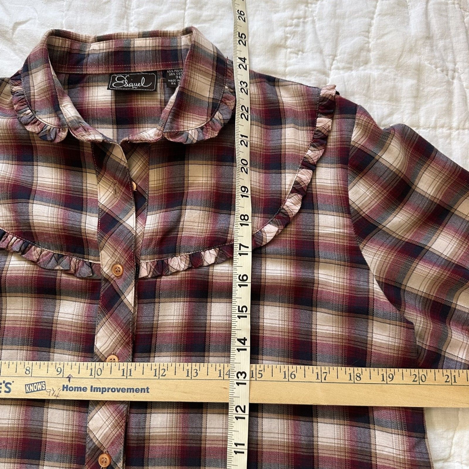 VTG 80s Western Cowgirl Country Americana Plaid Shirt Size Medium Long Sleeve