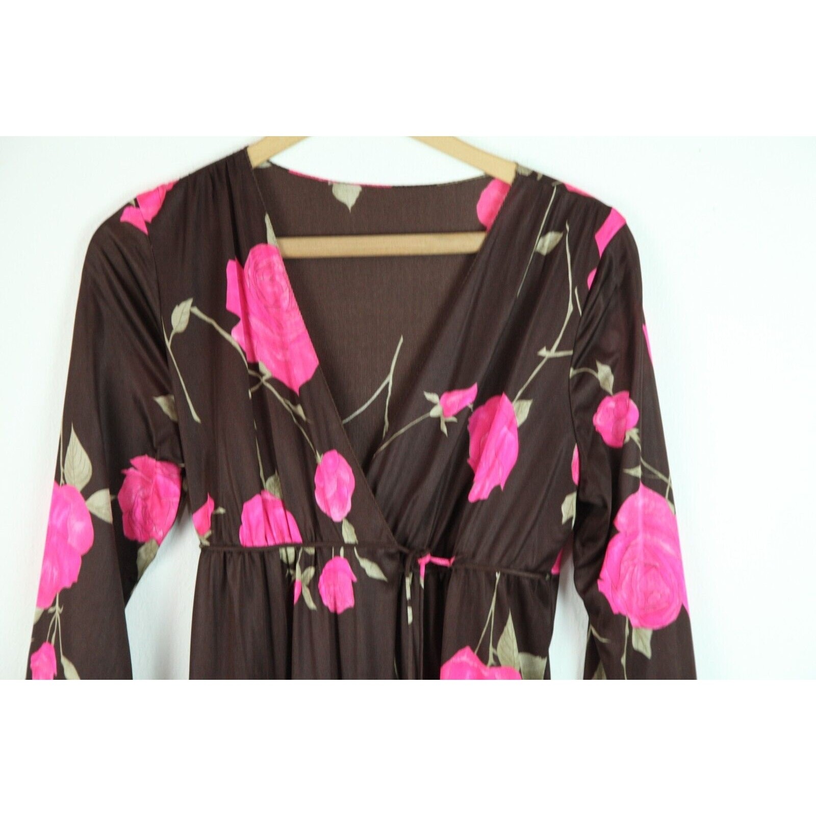 Vintage Peignoir Floral Robe Gown XS S Coquette Feminine 60s Glam Hollywood FLAW