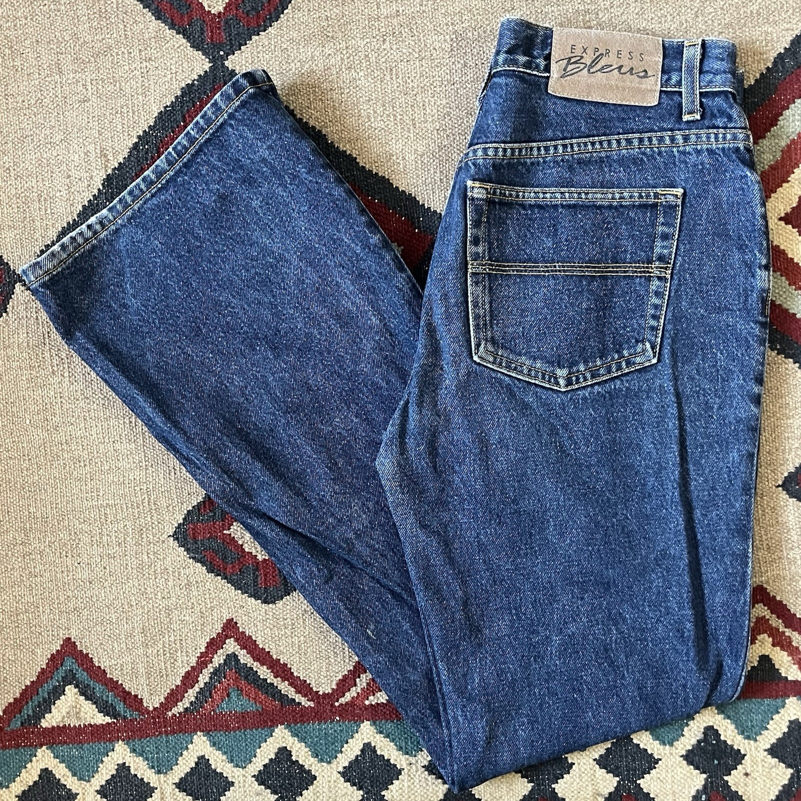 Vintage 90s Express Boot Cut Flare Bell Jeans Women’s 9/10 R USA Made Blue Denim