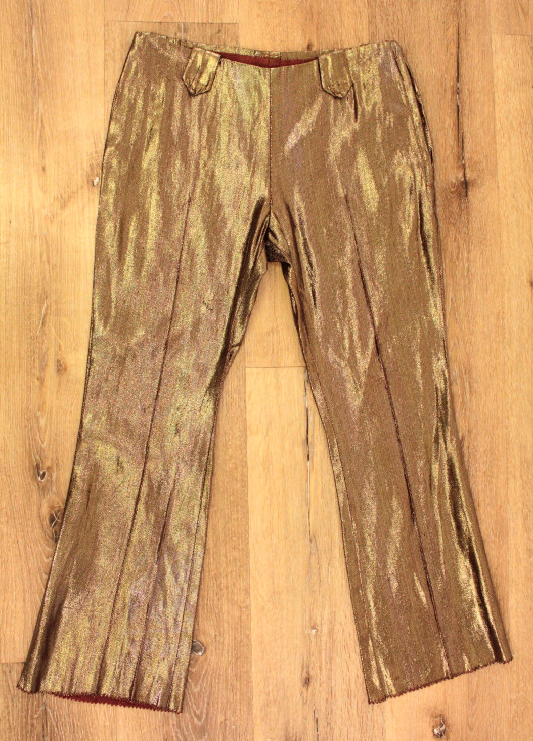 VTG Women’s 50s 60s Gold Metallic Side Zip Western Pants 30″ 1950s 1960s