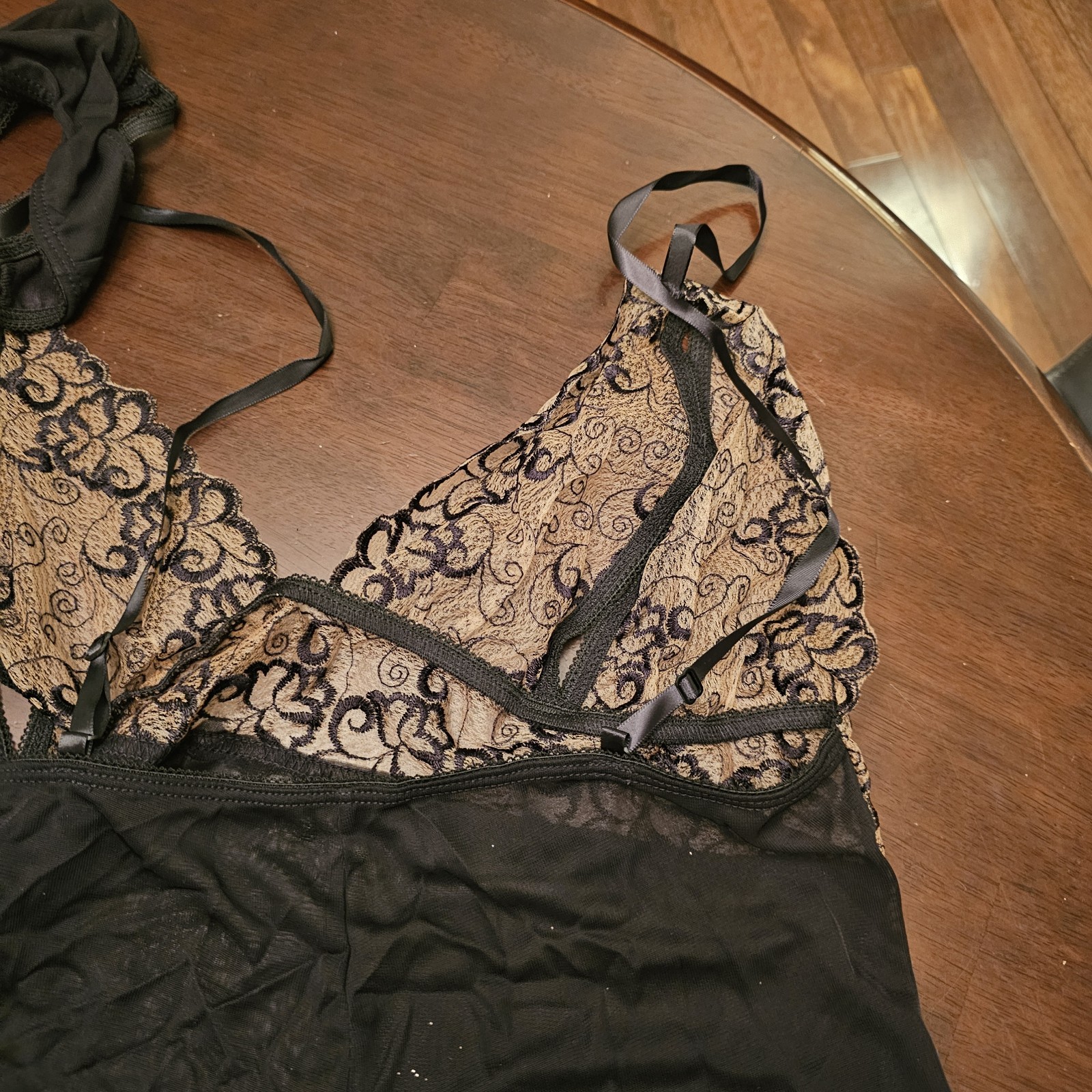NWT NOS Dreamgirl Slip Thong Set Style 3114X Size 1X / 2X VINTAGE Black / Nude