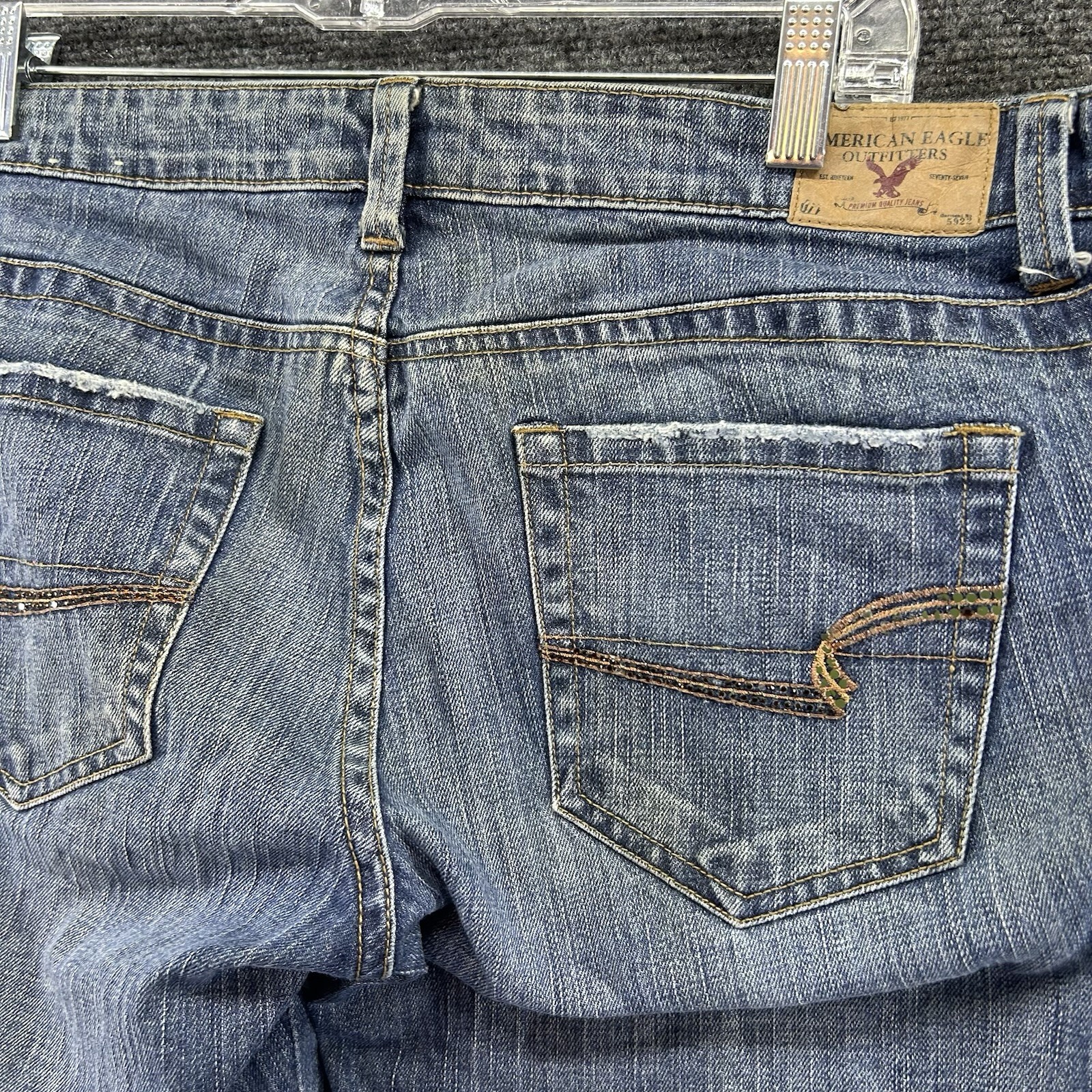VTG American Eagle Jeans Womens 12 Reg Stretch Boot Denim Embroidered Sequin 90s