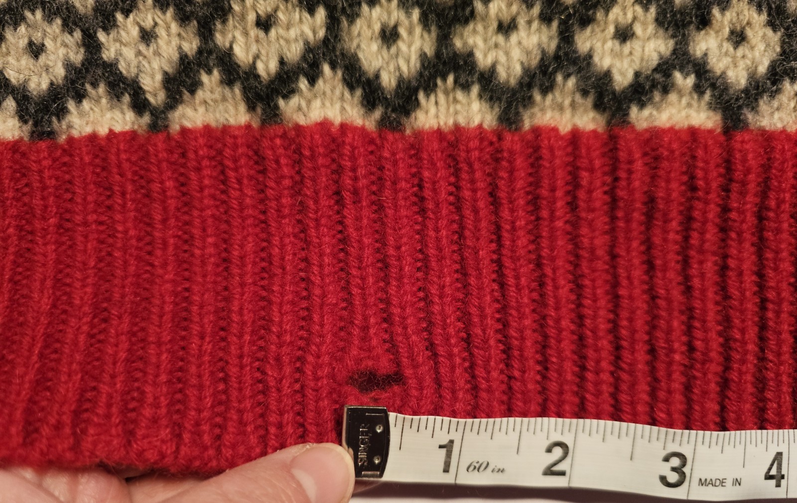 Vtg Nordstrom Sweater Red & Green Knit Shetland Wool Long Sleeve Pullover- XL