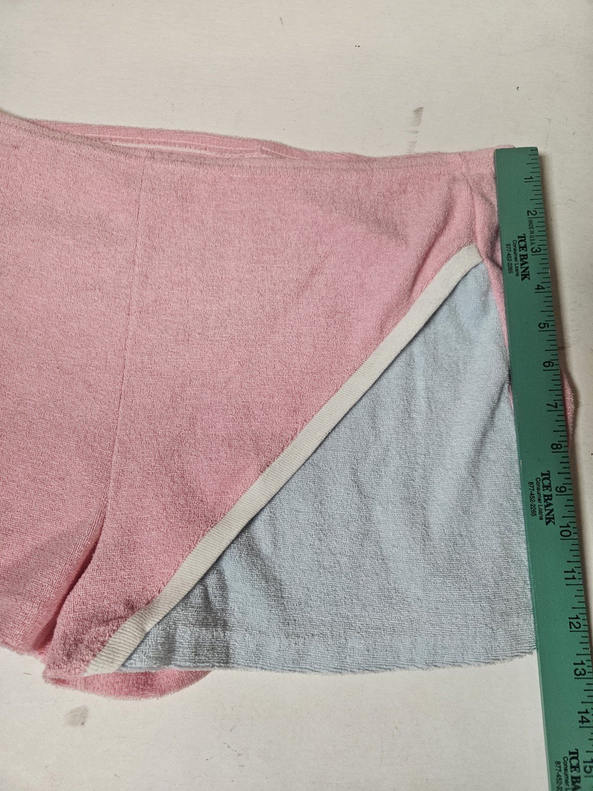 Vintage 80s Pink Terry Cloth Shorts Size Large Union Made Pink White Blue