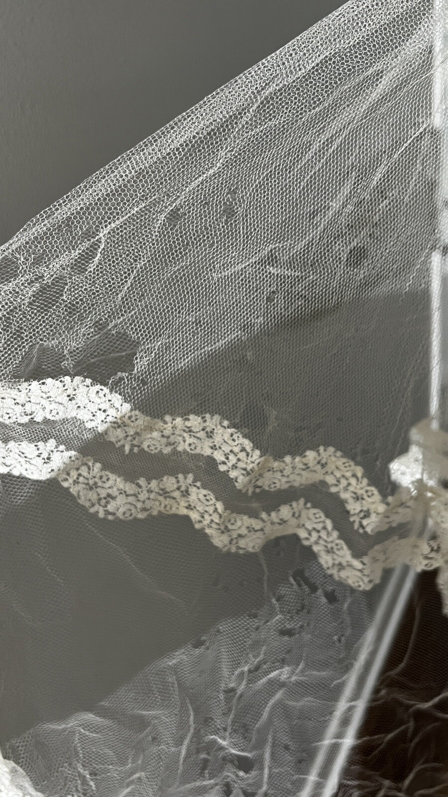 Vintage 30s 1940s White Rolled Mesh Net Pearl Wedding Headband Bridal Headpiece