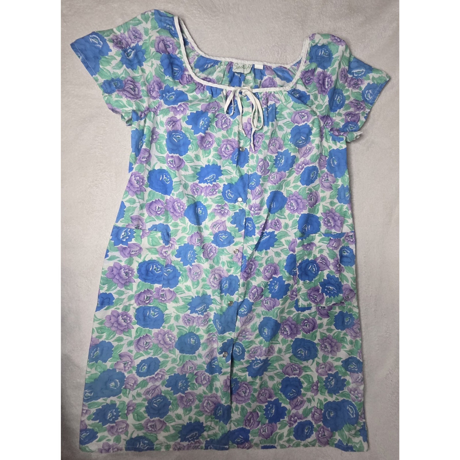 Vintage Spotlight Floral Lounger Dress 🪻 Cottagecore Snap Duster Size Medium