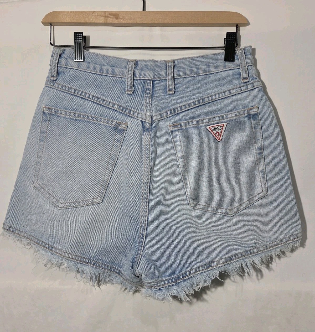 Vintage Guess Jeans Shorts Size 28 Cut Off Raw Frayed Hem Spell Out Logo Y2K 90s