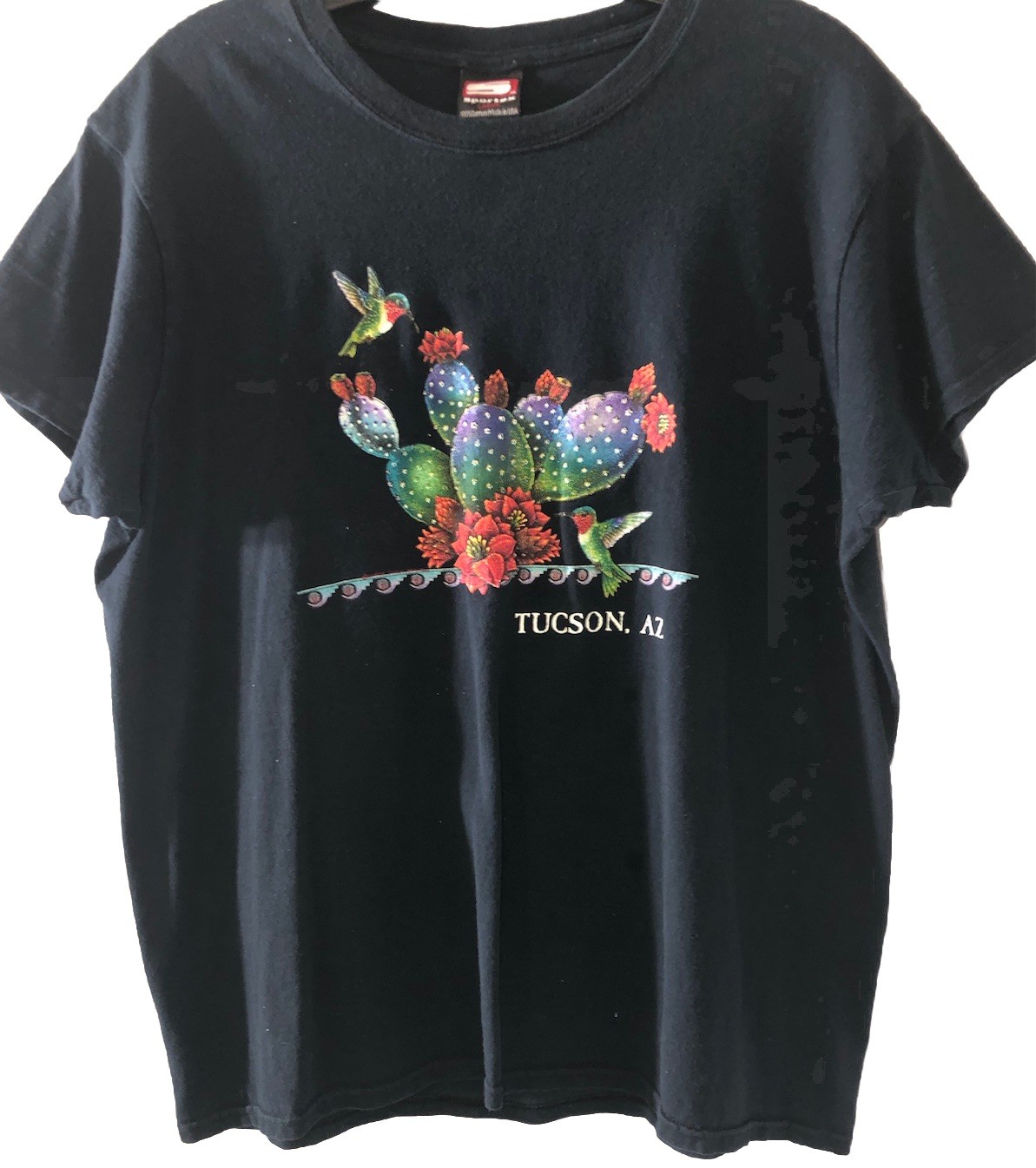Vintage Tucson Arizona Large T-shirt 90s Puff Graphic Cactus Hummingbirds Desert