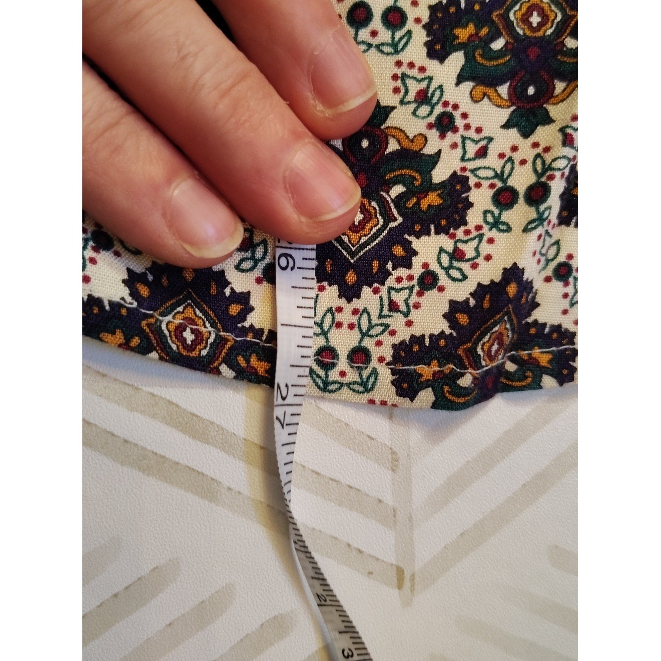 Vintage RAFFERTY Blue Gold Paisley Silk Feel Top L