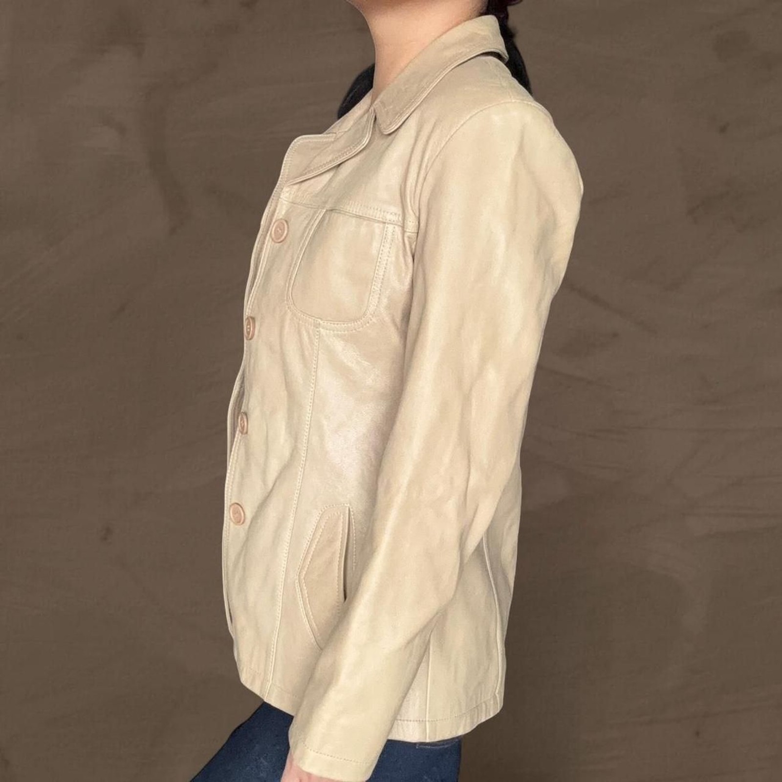 Vintage cream leather jacket by Mauritius size medium