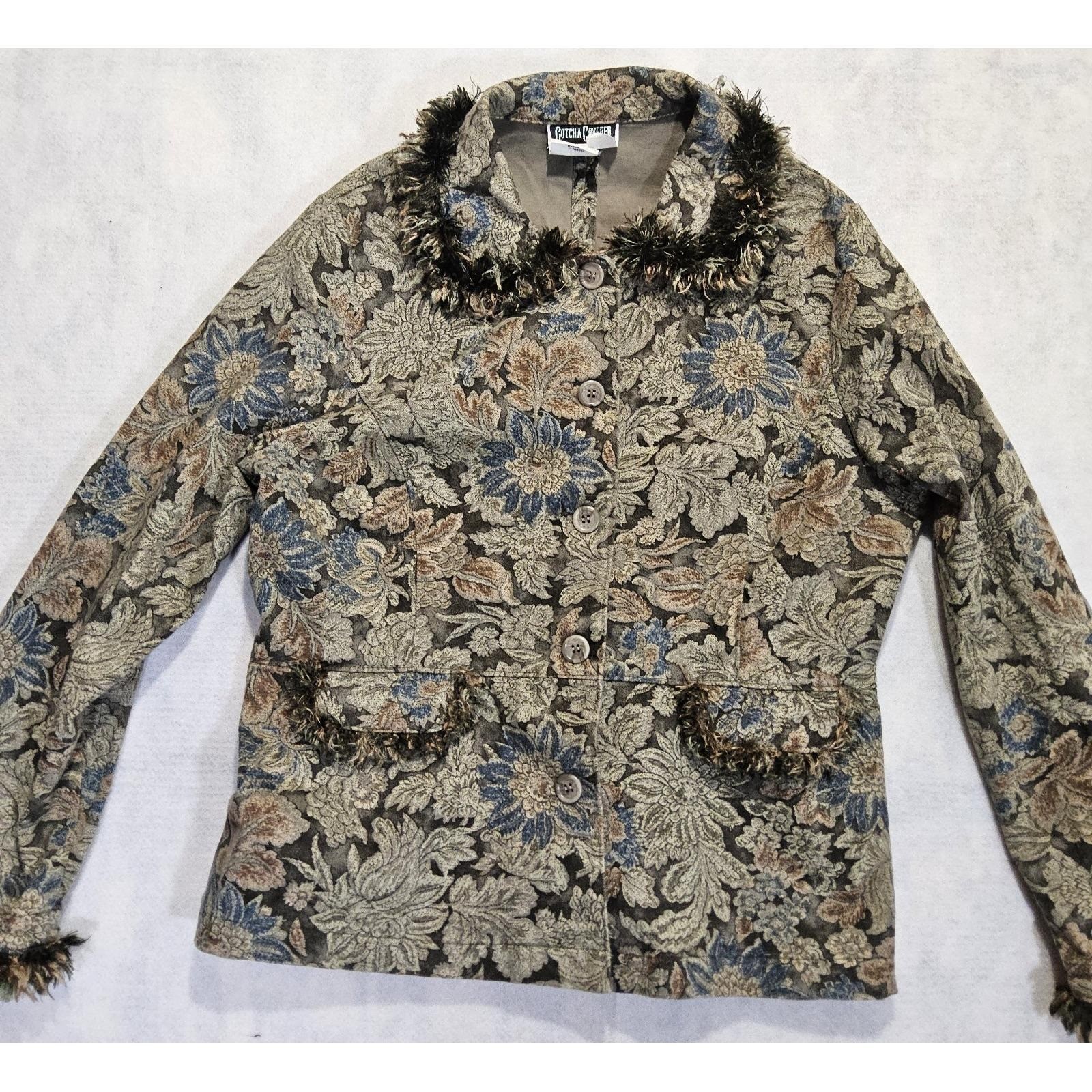 Vtg Gotcha Covered Jacket L Tapestry Floral Bell Sleeve Cottagecore Fairy Whimsy