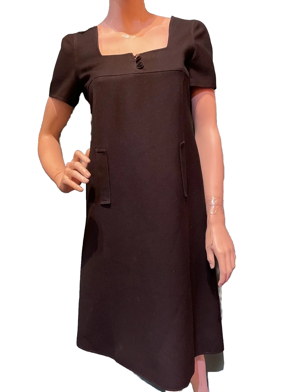 Vintage 60s Courreges Paris Black Wool Dress Mod Space Age Archival Cardin Style