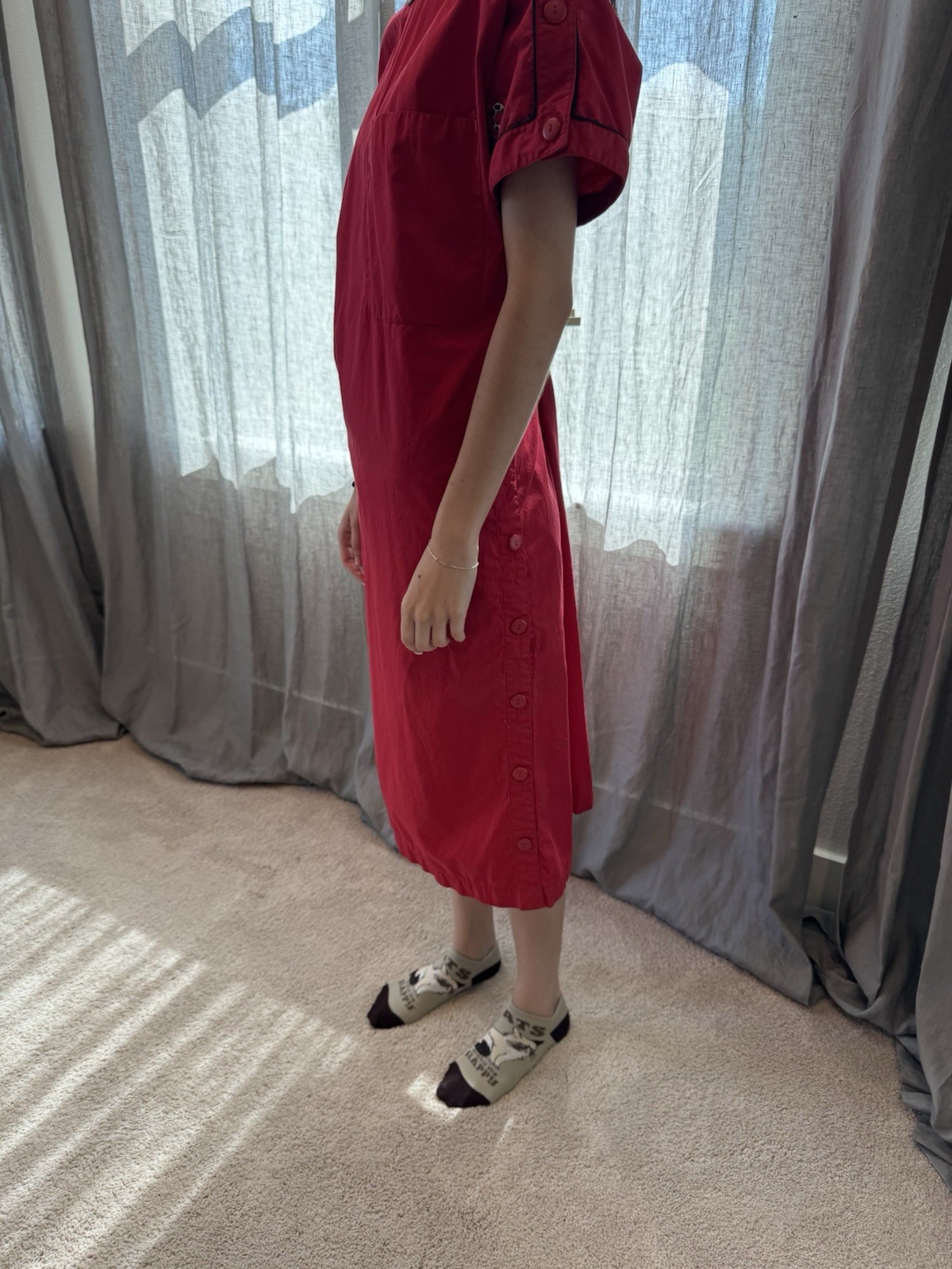 VTG 60’s/70’s Alan Austin France Red Womens Day Dress, Logo