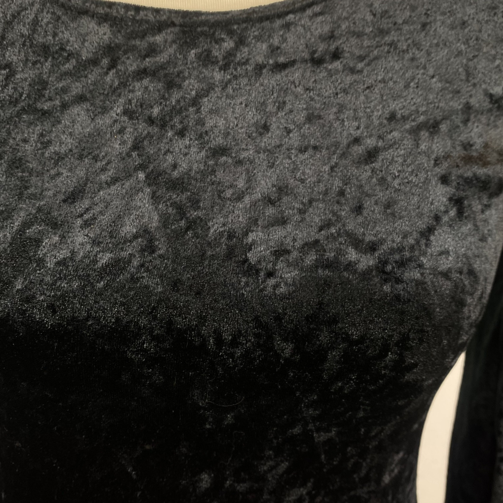 VTG Hana Womans Lightweight Black Velvet Dress Size S Long Sleeve Lightweight