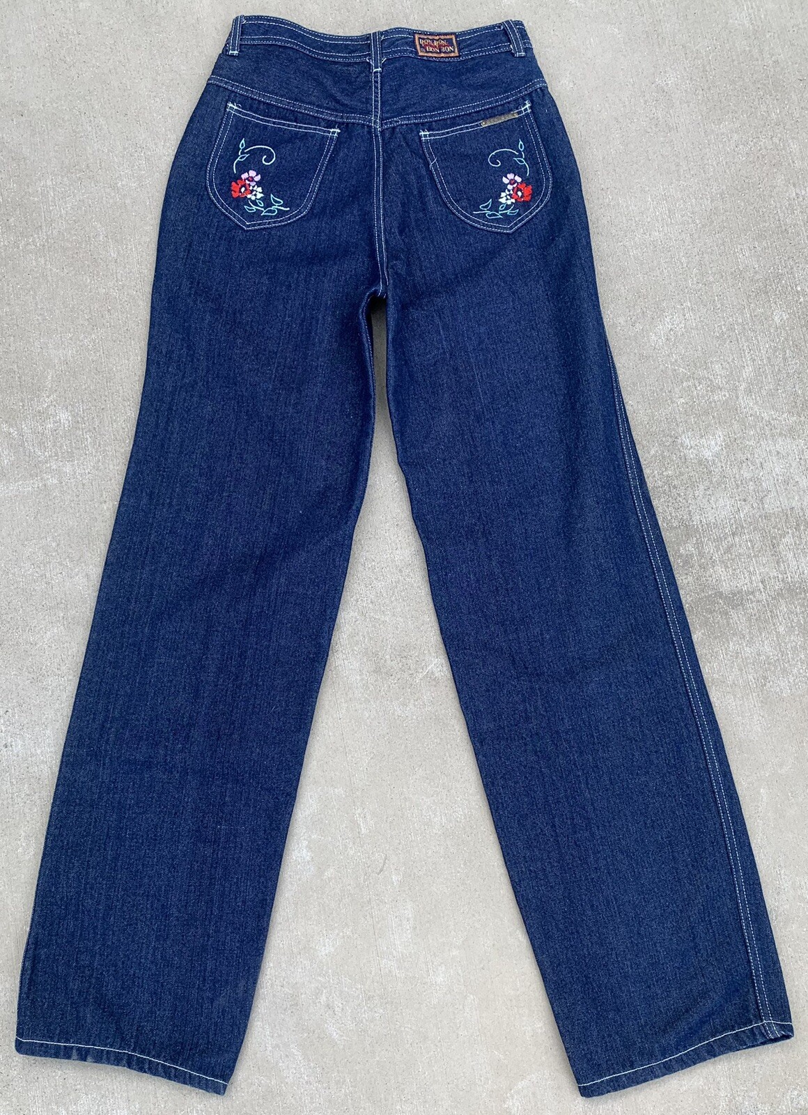 vintage Bon Bon jeans floral embroidered pockets 70s 80s size 15 29 inch waist