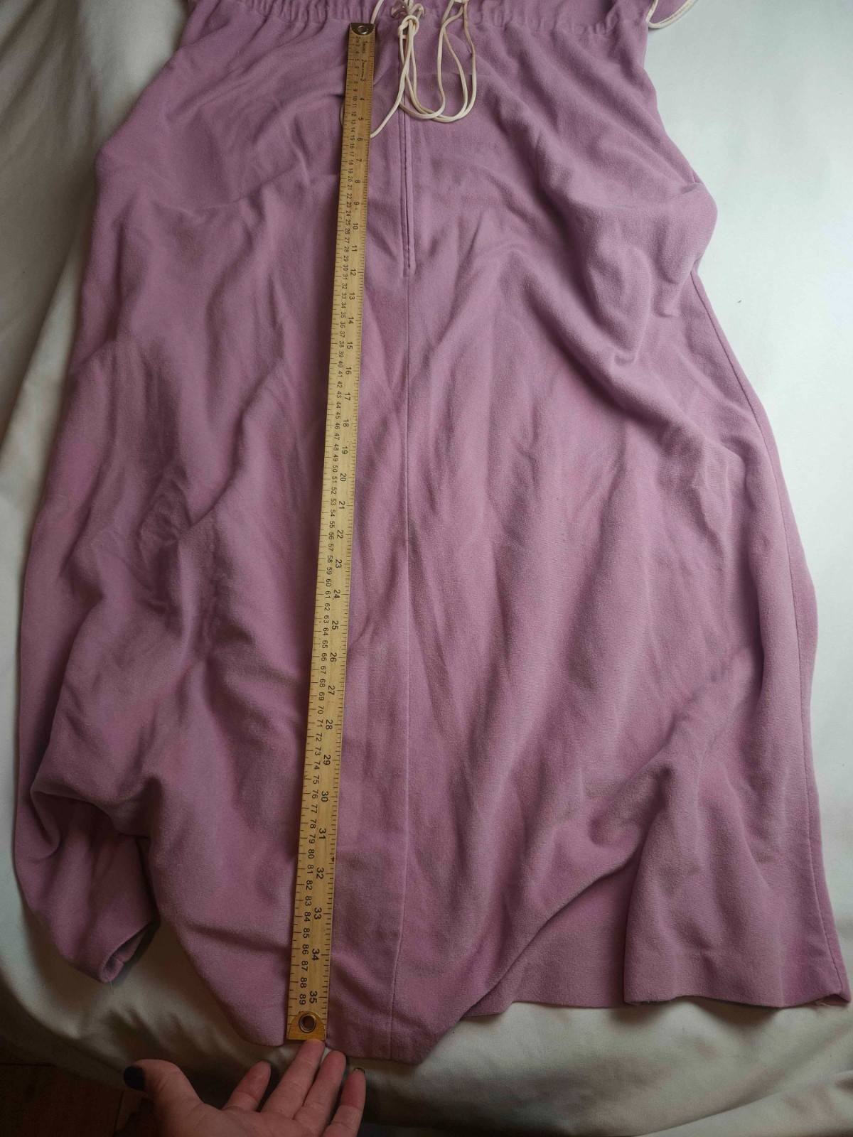 VTG 70s Vanity Fair Pink Velour Robe M Zip Front Drawstring Lounger Housecoat