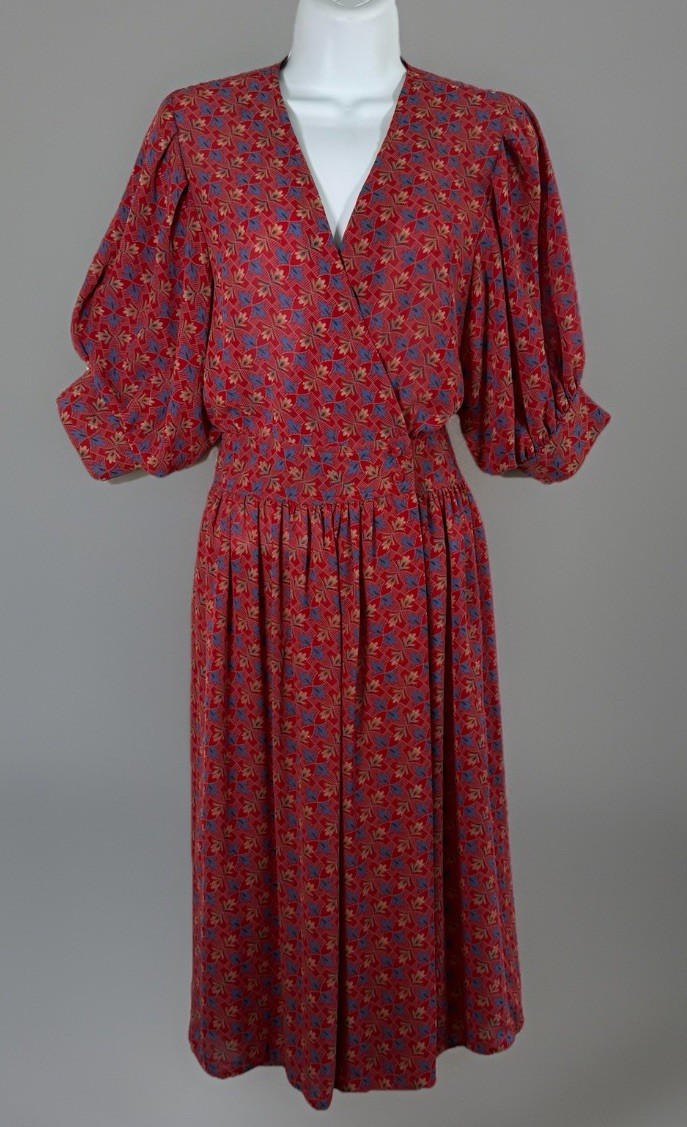 VTG 70’s L Rothschild San Francisco Red Floral Prairie Cottagecore Dress No Sz