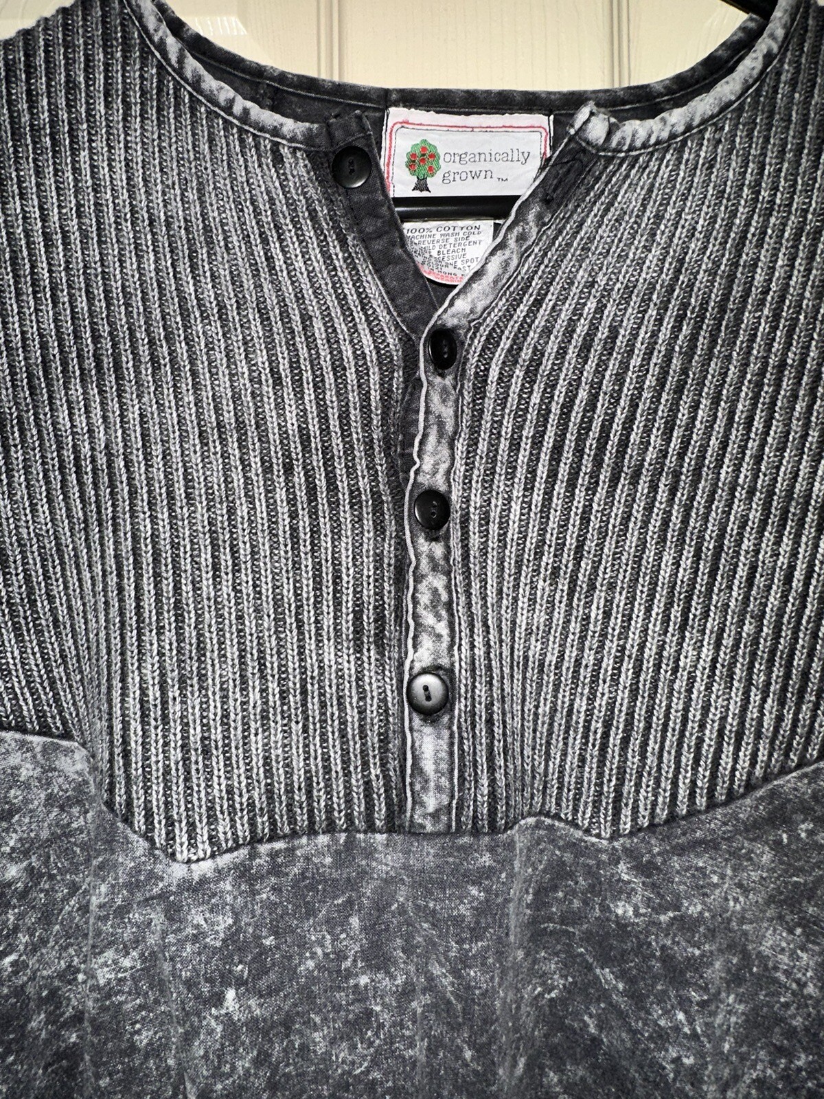 Vintage 80s Organically Grown by Arpeja Sz L Dry Wash Half-button Pullover