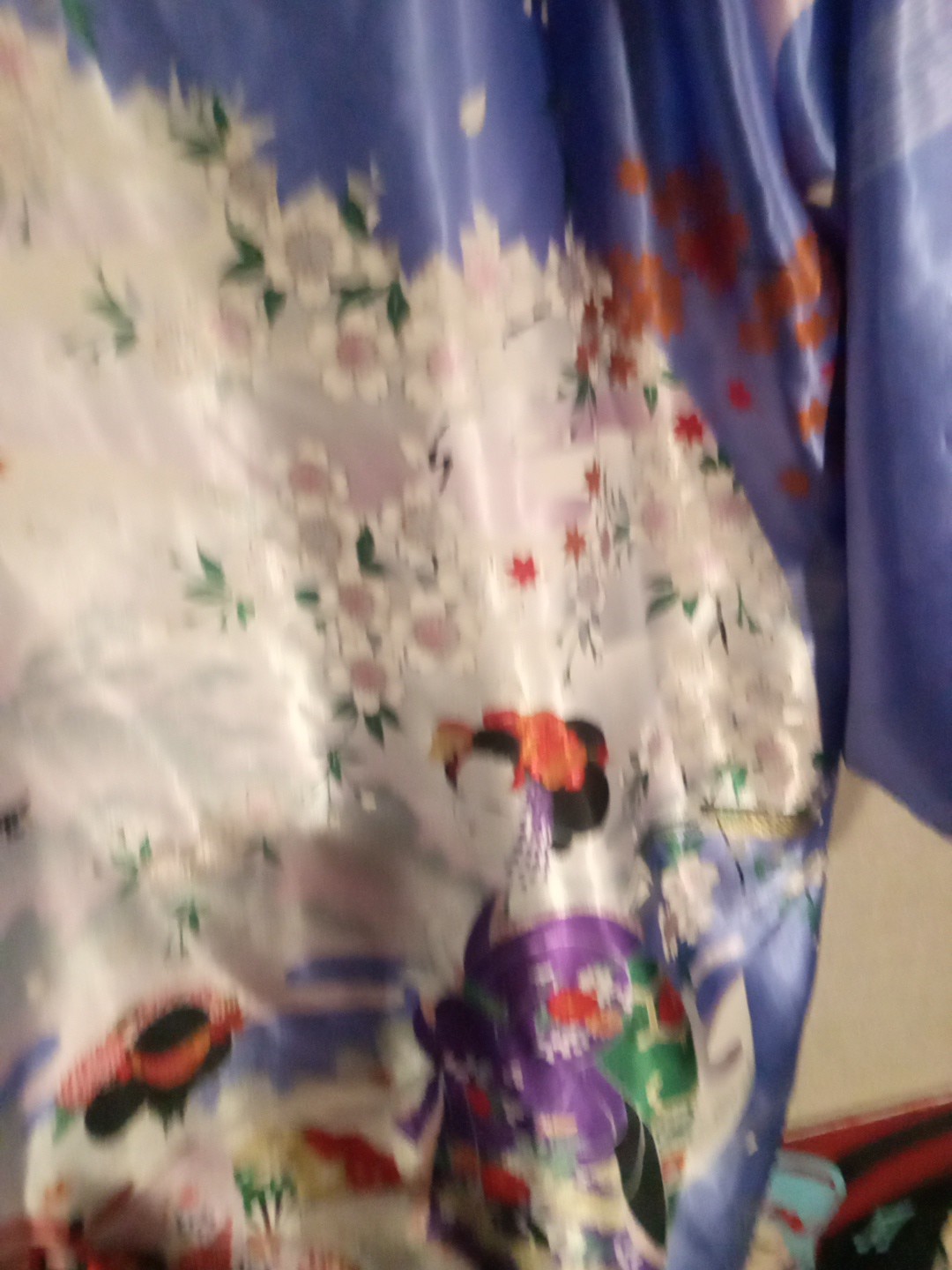 Kimono Robe Floral Large+Multicolor Loungewear Wrap-Around Polyester Japan Sz 42