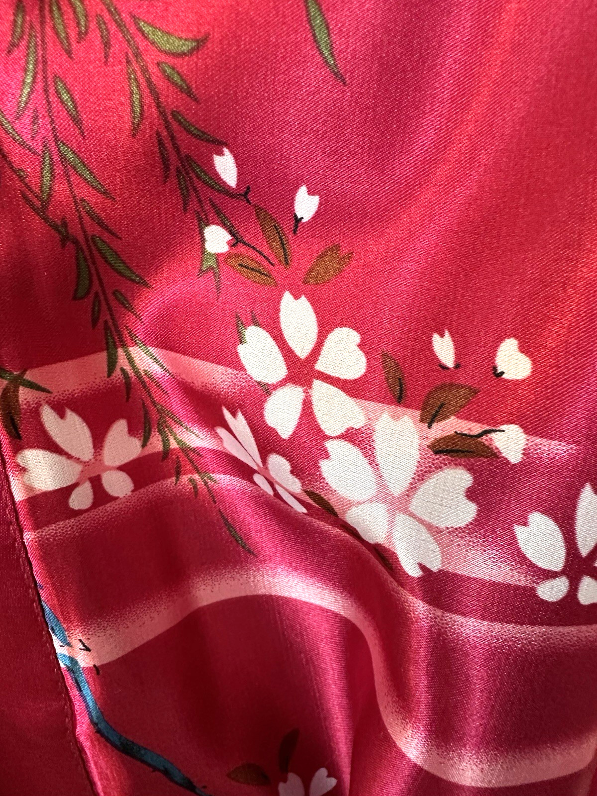 VTG ORIENTAL VILLAGE NWT Women’s Silk Robe Red Floral Geisha Bathhouse Kimono