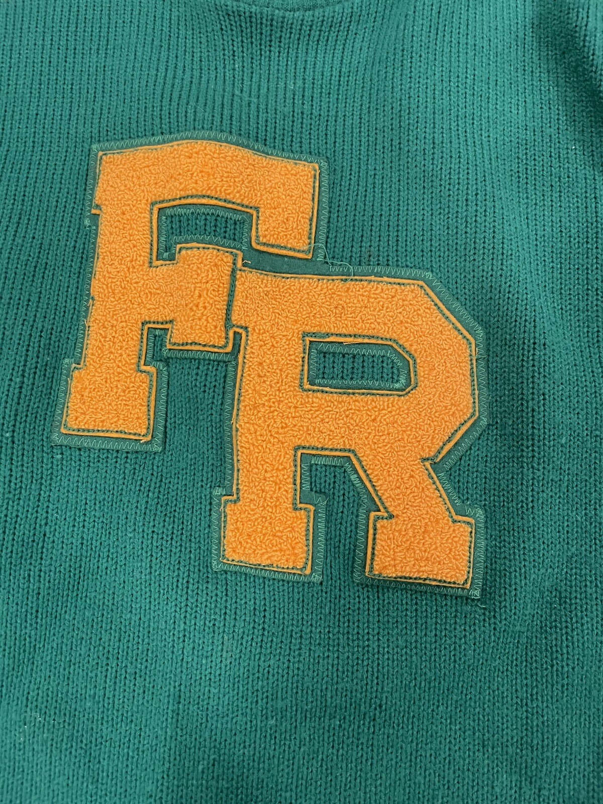 Vintage Womens 82’ Cheerleader Knit Sweater USA Green /Yellow
