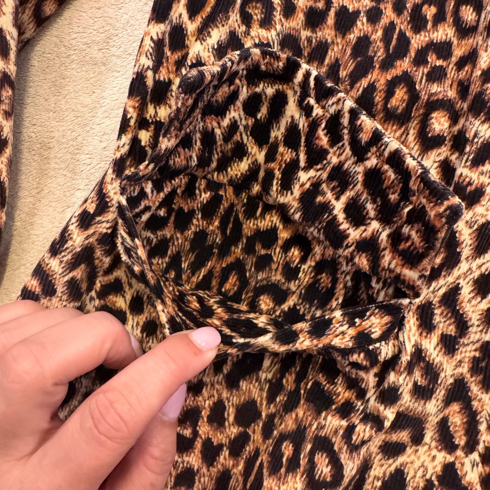 Vintage Leopard Corduroy Swing Coat Mob Wife Rockabilly Pinup Retro Jacket SZ M