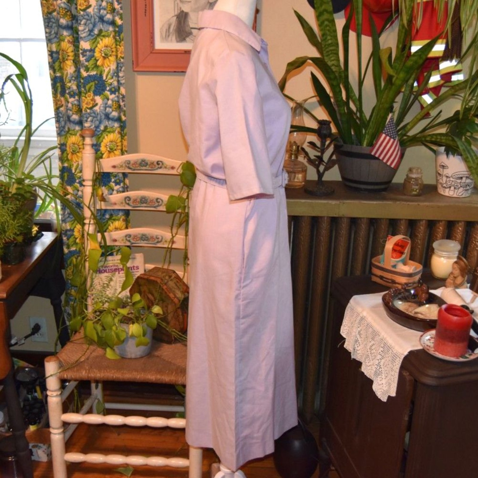 Vintage 1980s Serbin Shirtwaist Dress Purple NOS Belted Dress USA Size Small