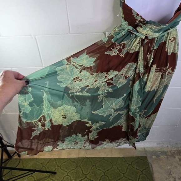 Vtg Y2k Nicole Miller Silk Floral Halter Fairy Coquette Dress