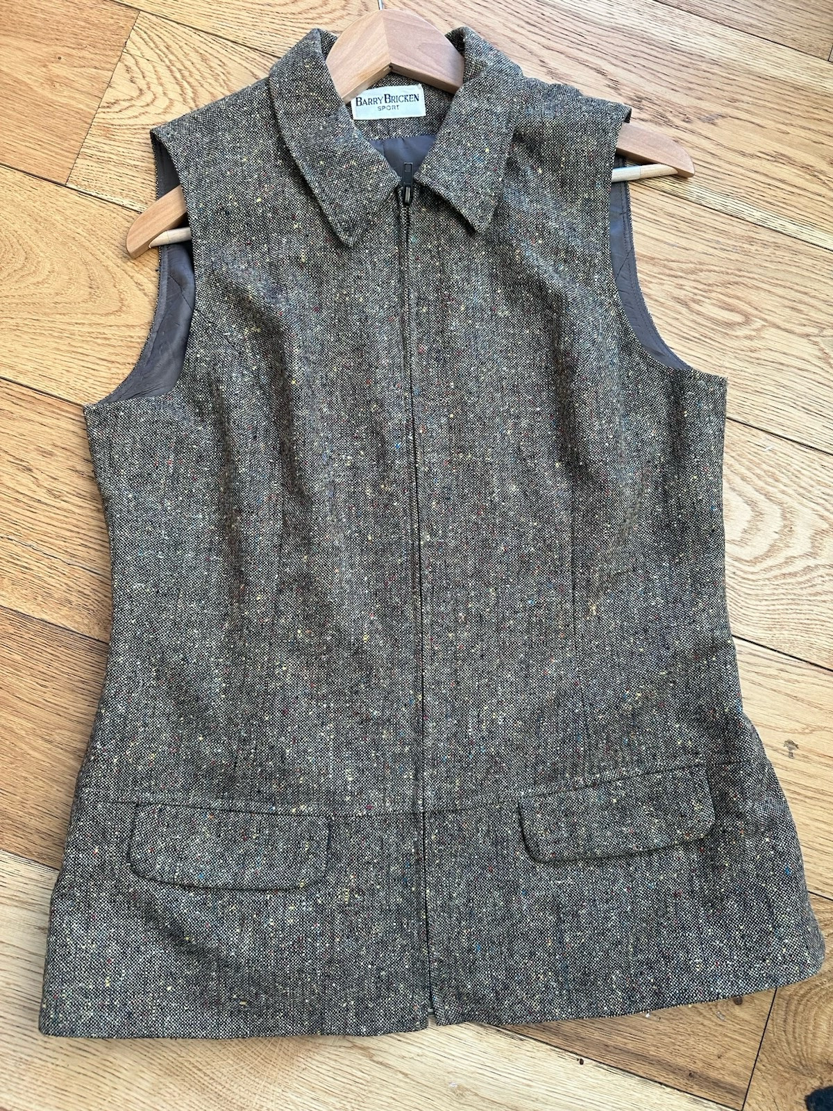Barry Bricken Wool Silk mix Tweed Equestrian Blazer Vest Size 10 VTG