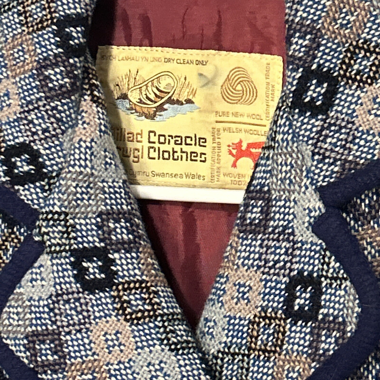 VTG 60’S CORACLE CLOTHES DILLAD CORWGL WELSH WOOLENS WALES MOD COAT FITS S-M