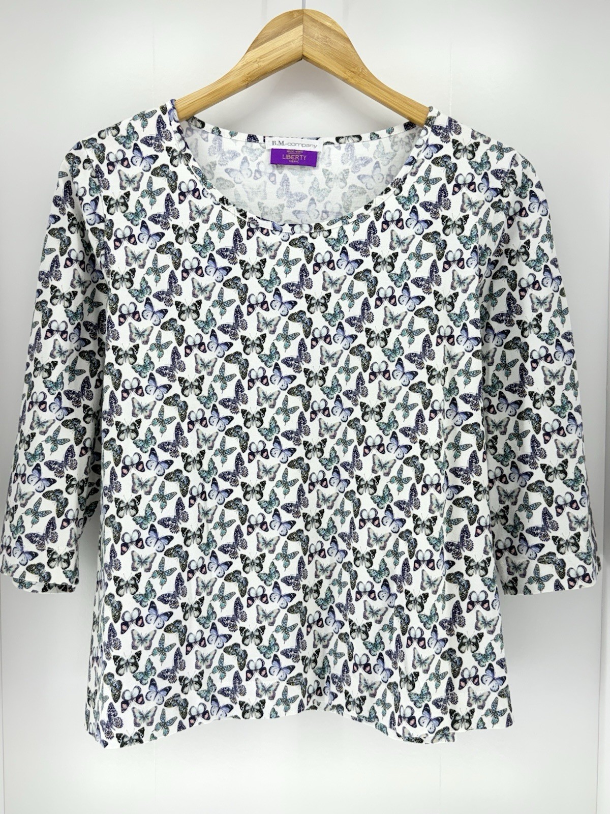 VTG 90’s B.M. Company Liberty Fabric Butterfly Print COTTON Top