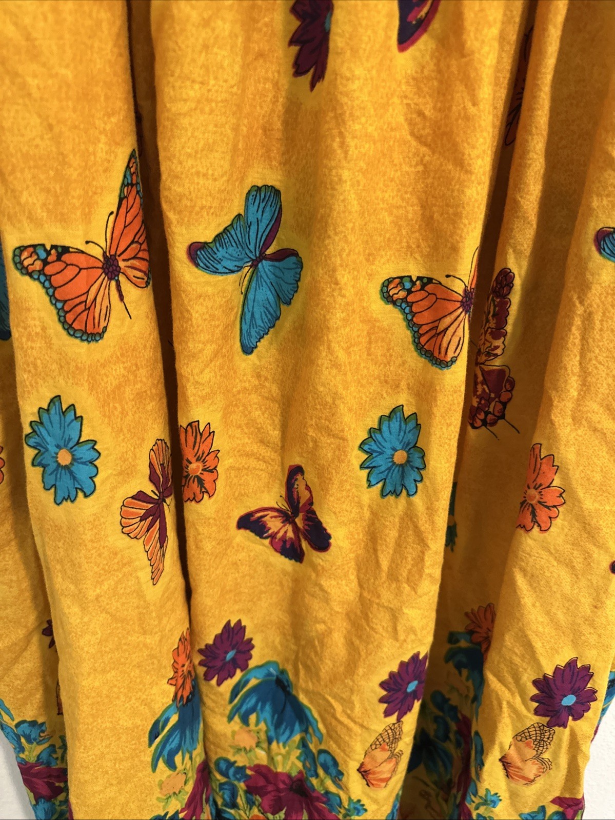 Vintage Y2K Only Necessities Women’s House Dress Yellow Butterfly Print 2X 26/28