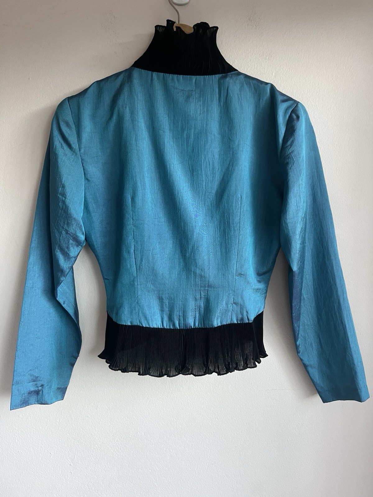 1980s Kazuki Taffeta Jacket Pleated Frill Metallic Size AU 8