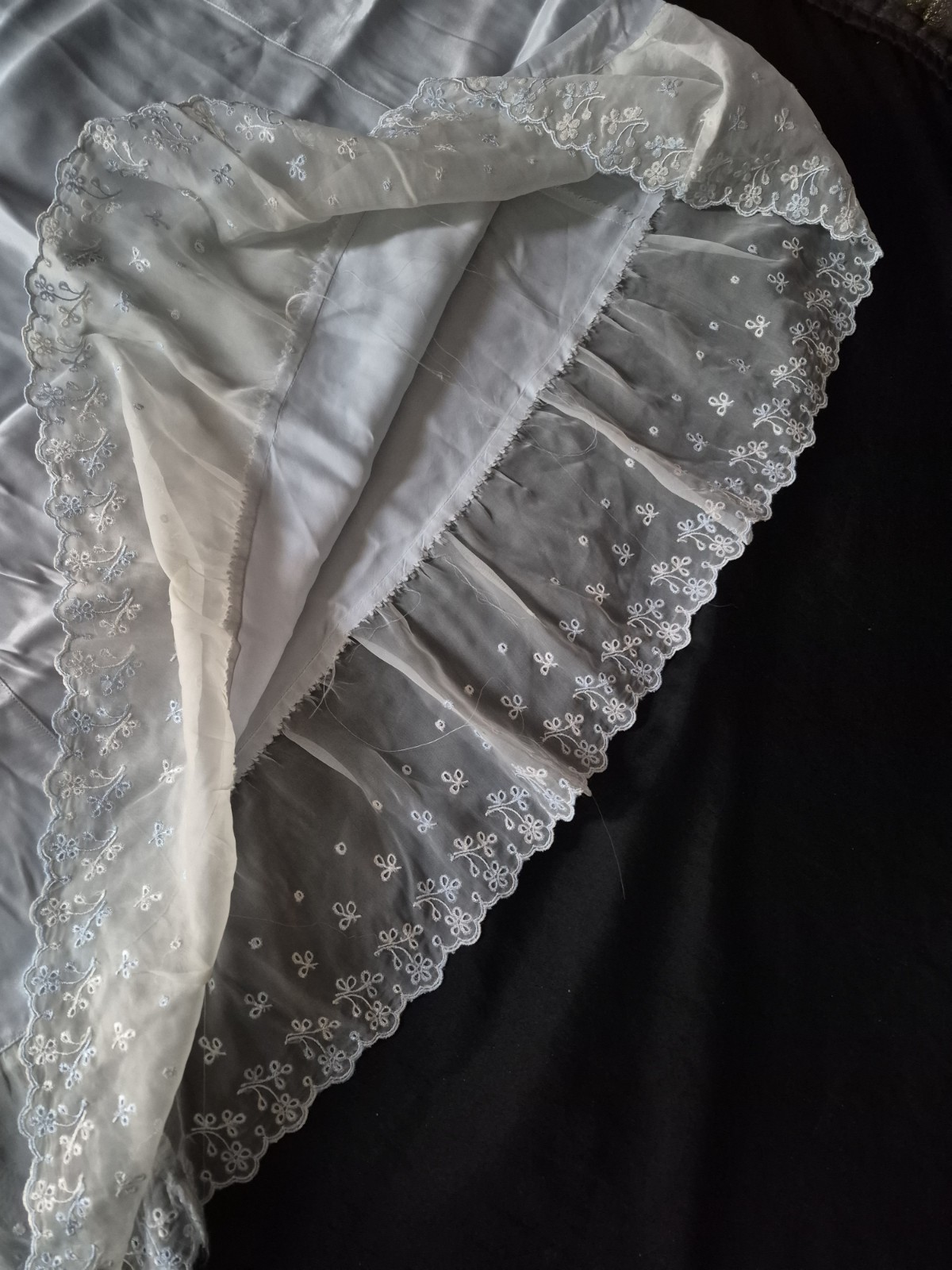 Vintage Blue Rayon Satin MISS SWANK Full Slip 36 Ex.