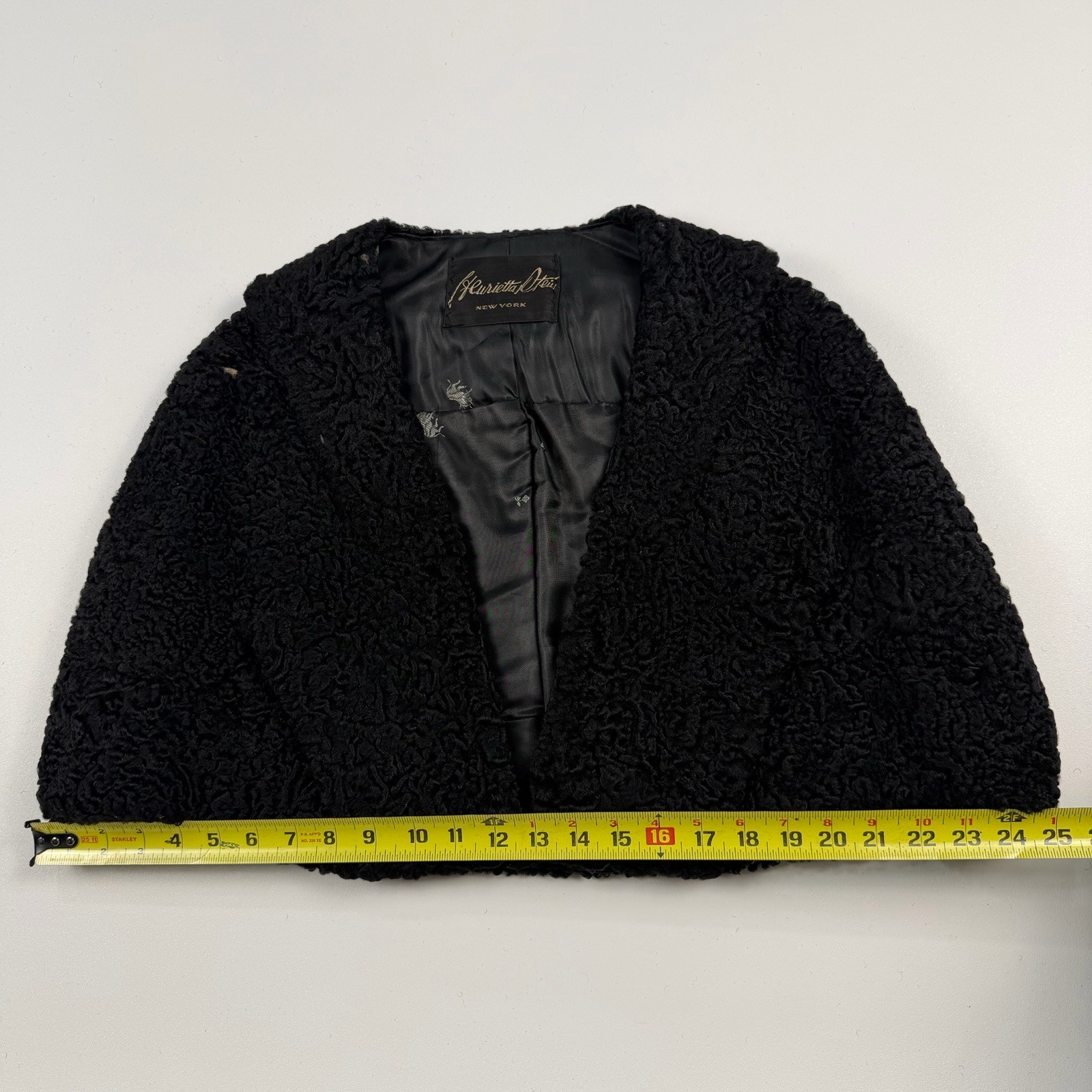 Lamb Stole Curly Black Victorian Cape Opera Shawl Vintage 60s