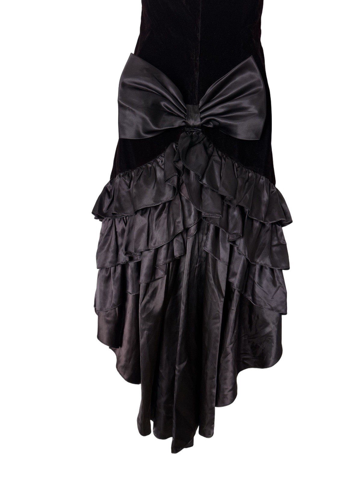 L.A. Glo Vintage 90s Velvet Ruffled Layered Hem Cocktail Dress Size 11/12 Party