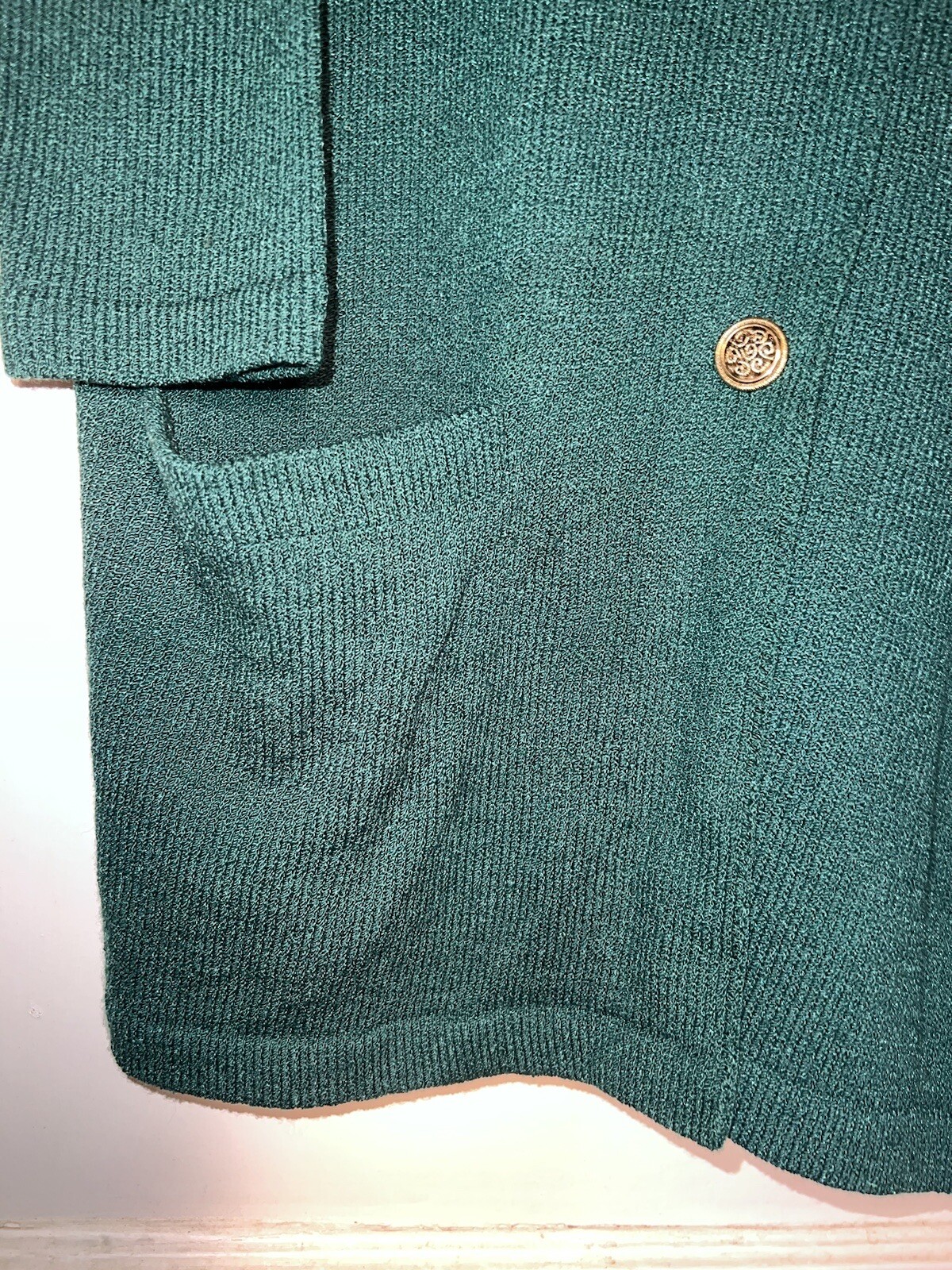 Helen Hsu Vintage Santana Knit Long Cardigan Sweater Green Size L. d50