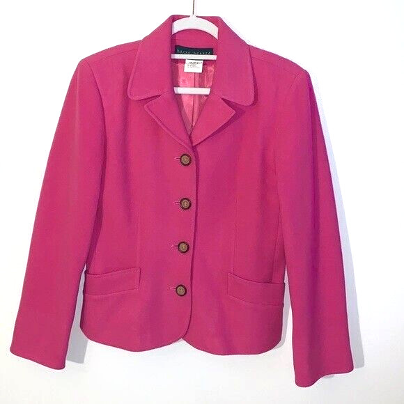 Vintage Harve Benard by Benard Holtzman Pink Wool Blazer Dress Suit Jacket Sz 6