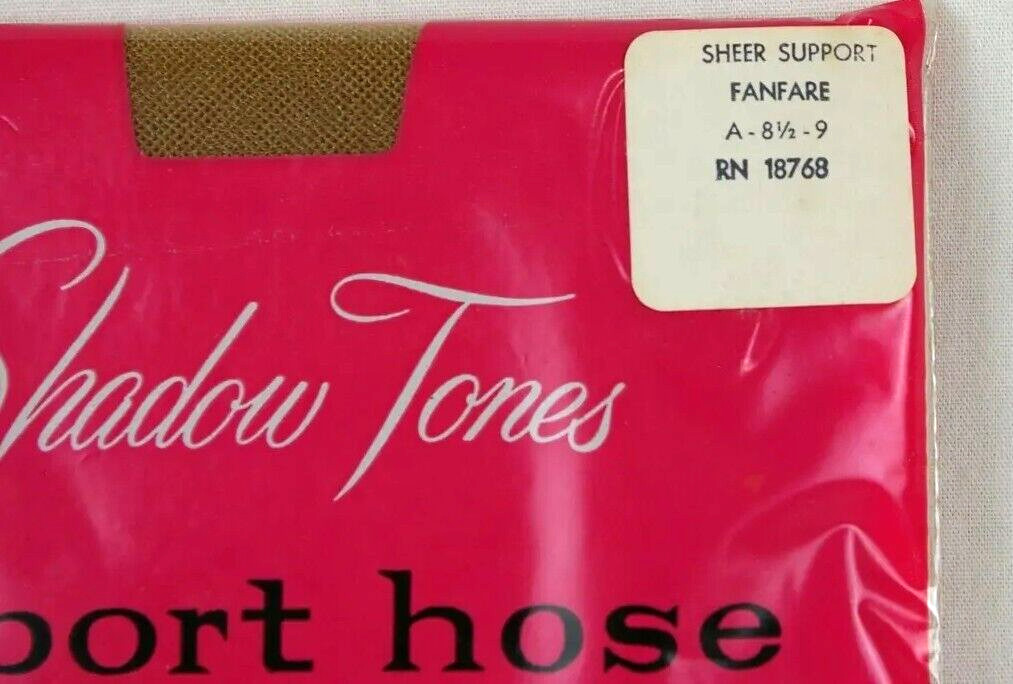 Vtg. Women’s Shadow Tones Support Hose Sheer Seamless Fanfare A 8.5- 9 RN18768
