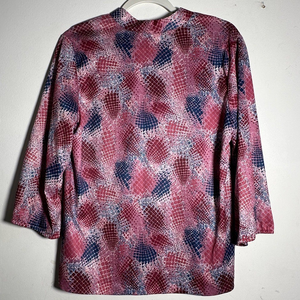 Ms Lea Casuals Vintage Plus 18 1/2 Snakeskin Crinkle Tie Neck Blouse Tunic NWOT