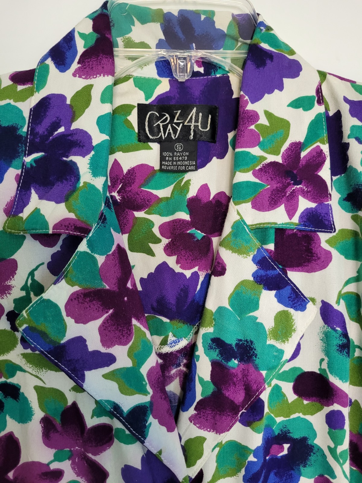 CRAZY 4U Vintage Tuxedo Romper Wrap 90s Floral Pansies Multicolor Rayon Size S