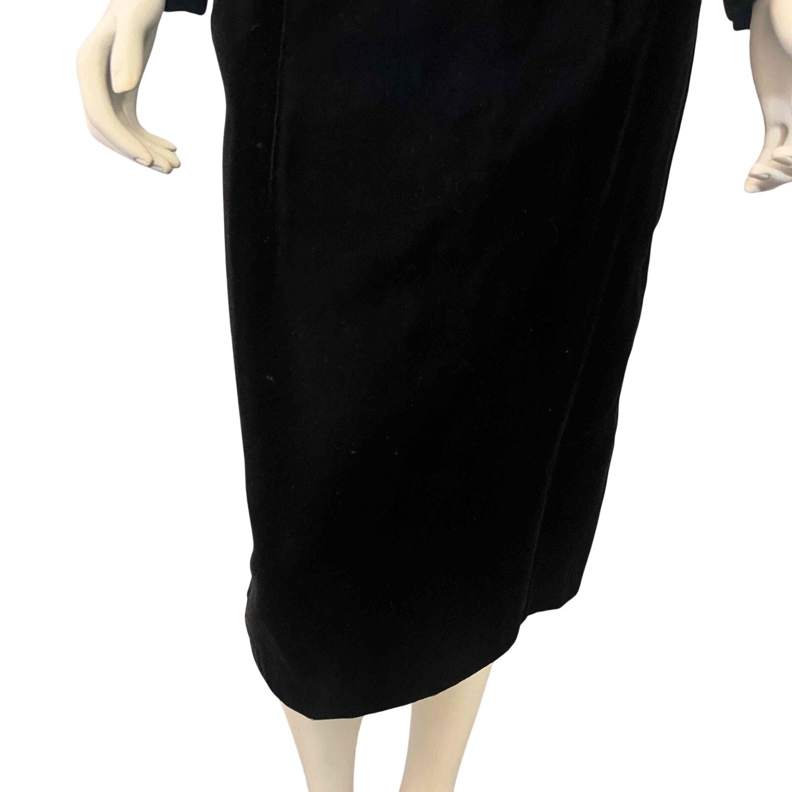 VTG 90s Ms. Interpret New York Black Velvet Rhinestones Bows Suit Jacket Skirt 4