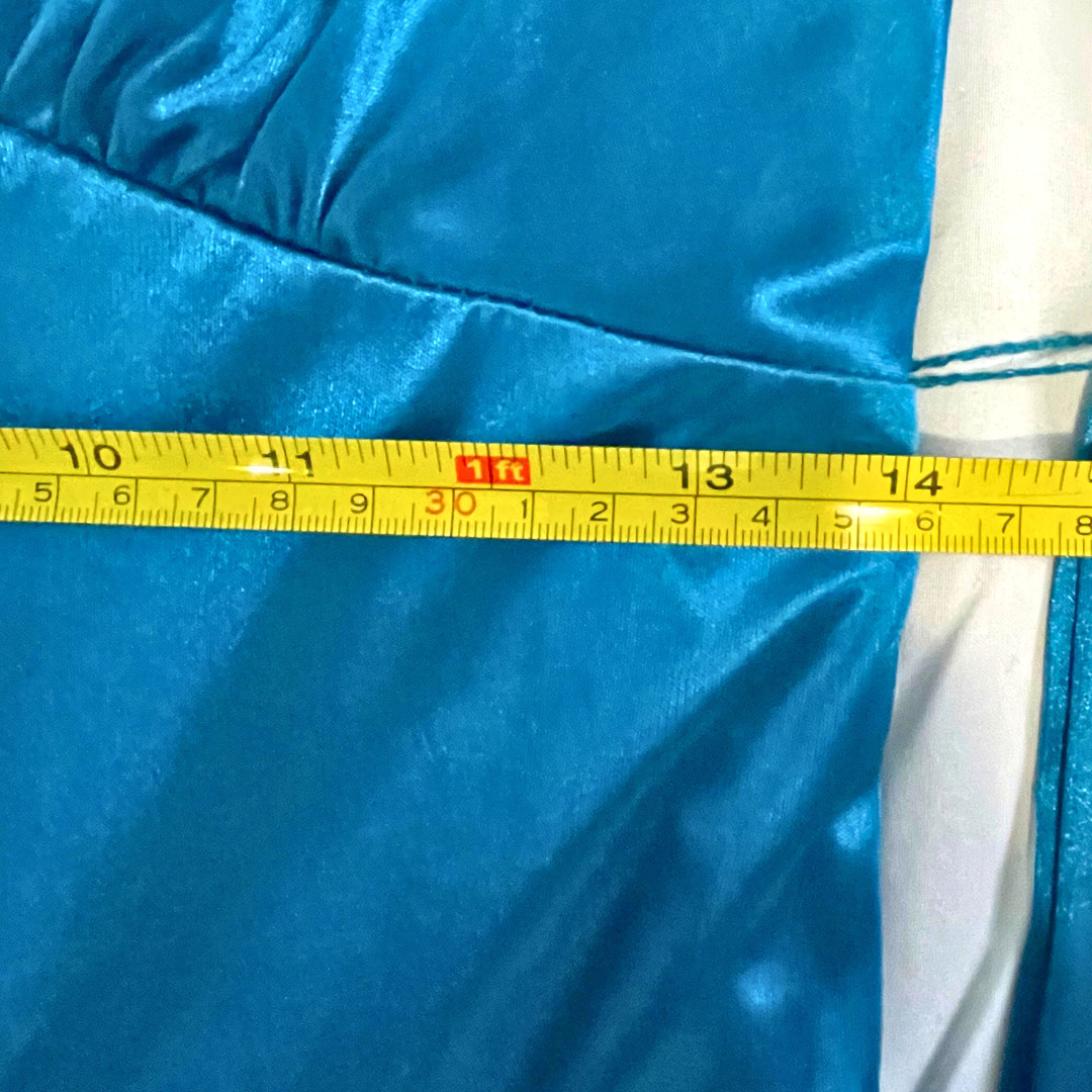 Blue Satin Halter Cocktail Dress Convertible Wrap Y2K Frederick’s Hollywood S/M